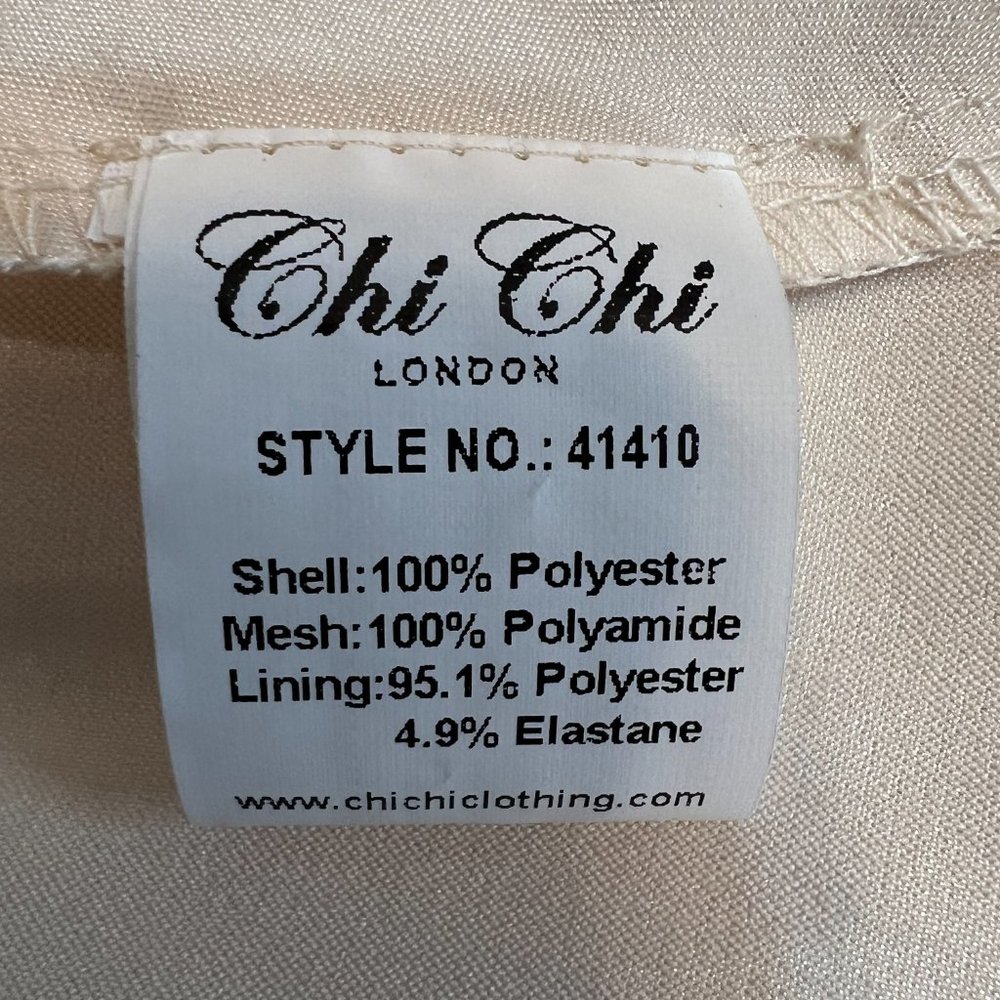 Chi Chi London Cream Evening Gown US 4 Mesh Formal Dress Prom Wedding Party - Picture 7 of 13